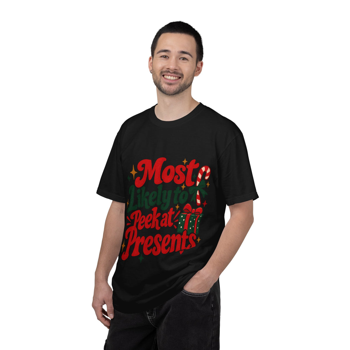 Most Likely to Peek at Presents Christmas T-Shirt | Merry Little Chaos Collection