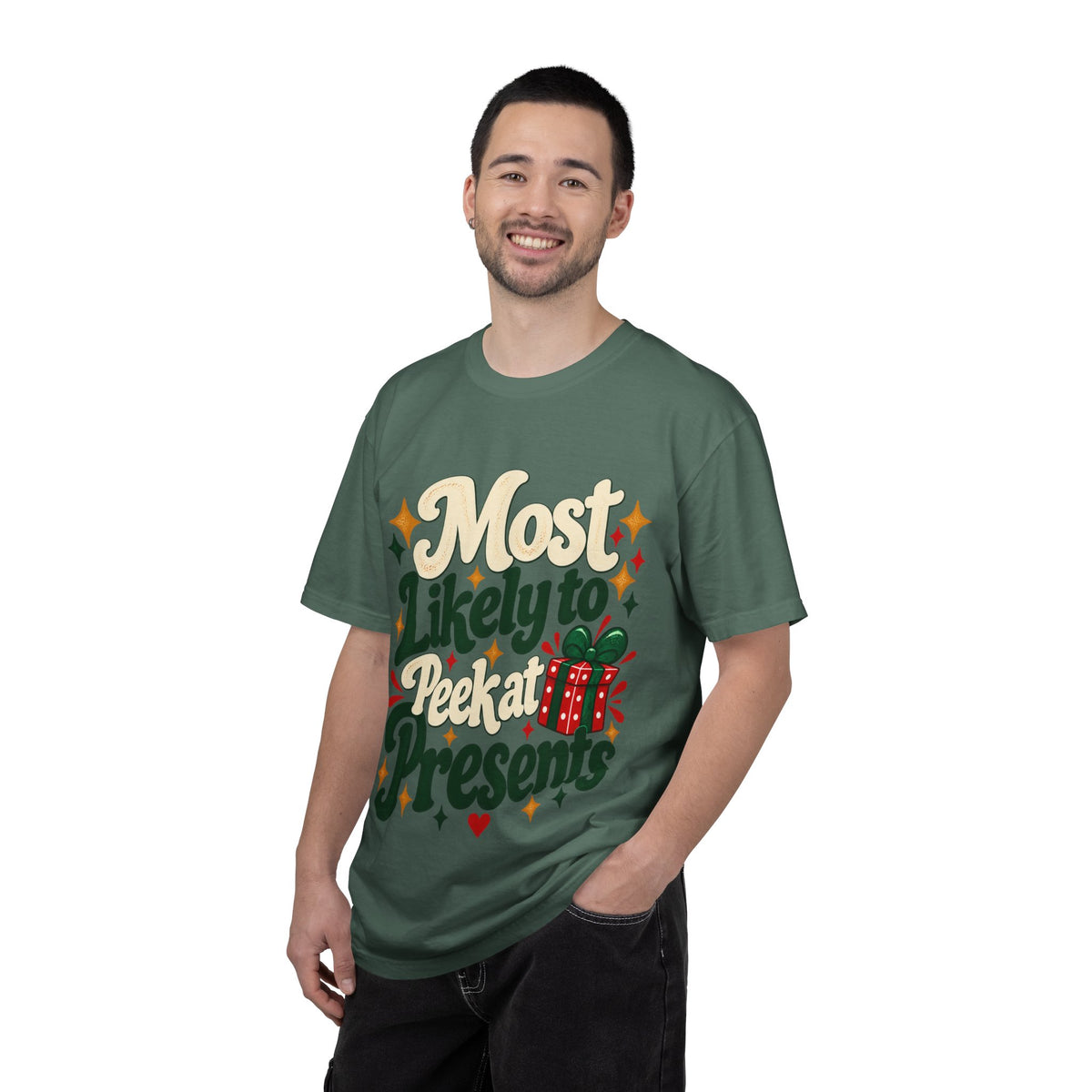 Most Likely to Peek at Presents Christmas T-Shirt | Merry Little Chaos Collection