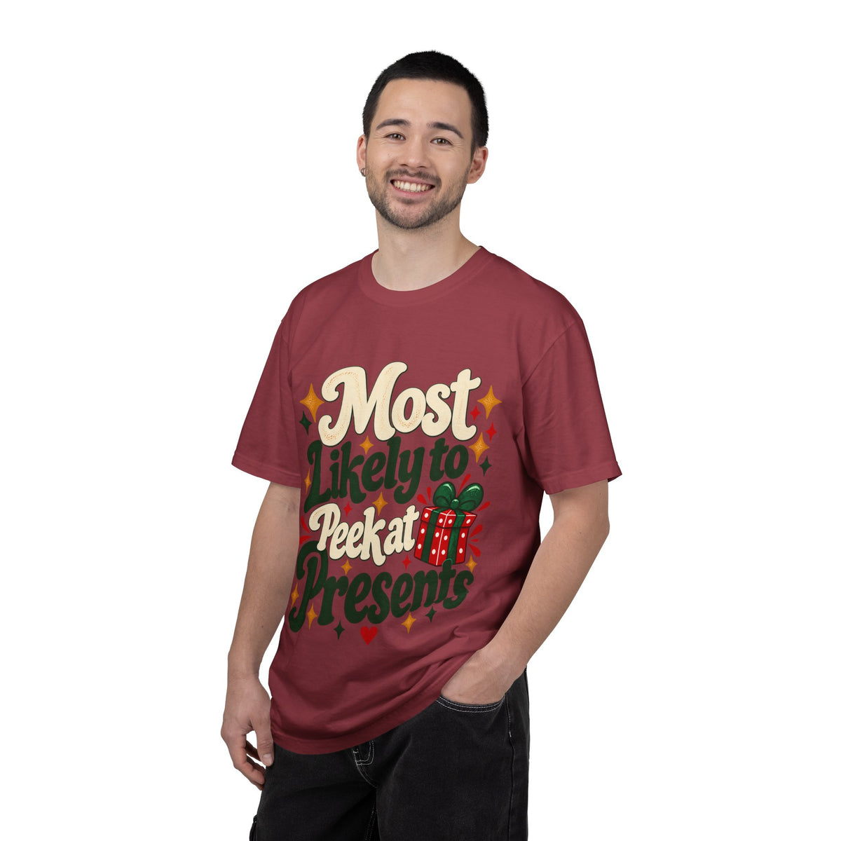 Most Likely to Peek at Presents Christmas T-Shirt | Merry Little Chaos Collection