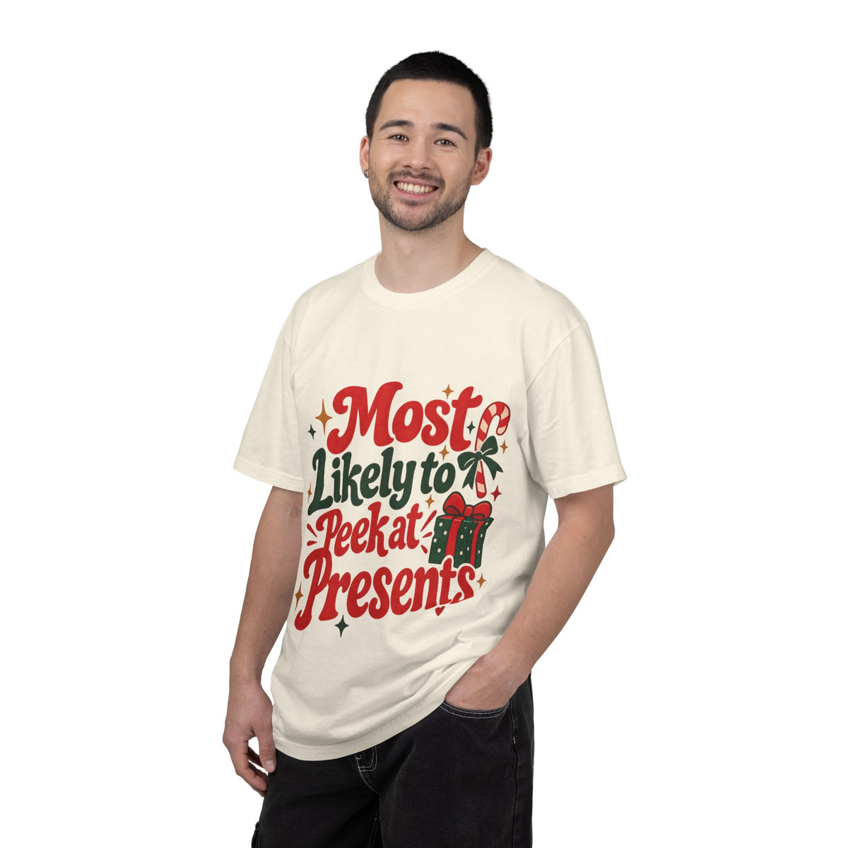 Most Likely to Peek at Presents Christmas T-Shirt | Merry Little Chaos Collection